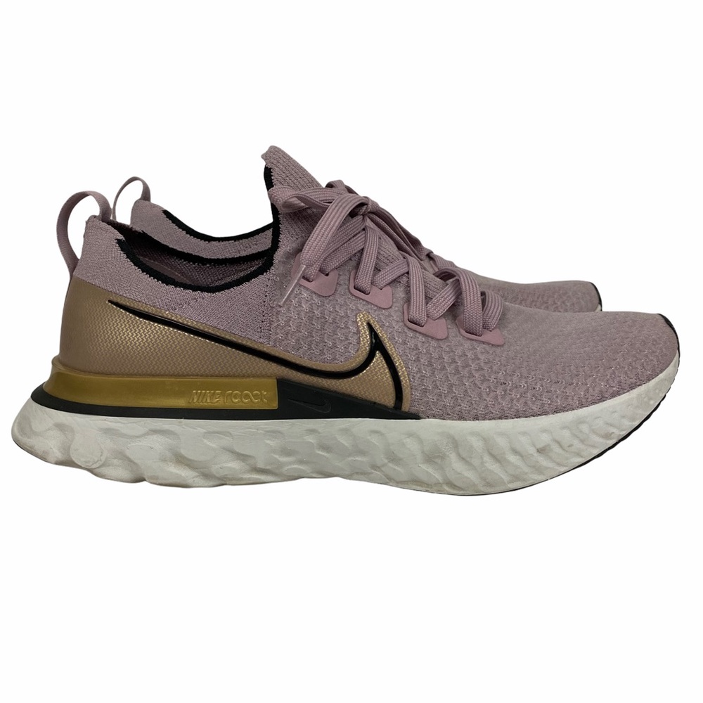 Nike React Infinity Run Flyknit Plum Fog Black Metallic Sneakers